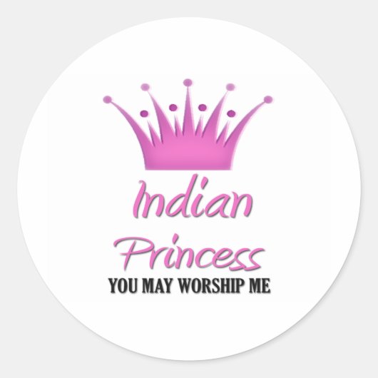 Indische prinses ronde sticker (Voorkant)