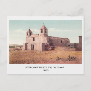 Indische Pueblo of Isleta NM, uitzicht van de Oude Briefkaart