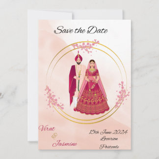 Indische Punjabi bewaar de datum bewerkbare sjablo Save The Date