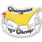 Indische ringnek Funny Parrot Yellow Chomp Champio Sticker (Voorkant)
