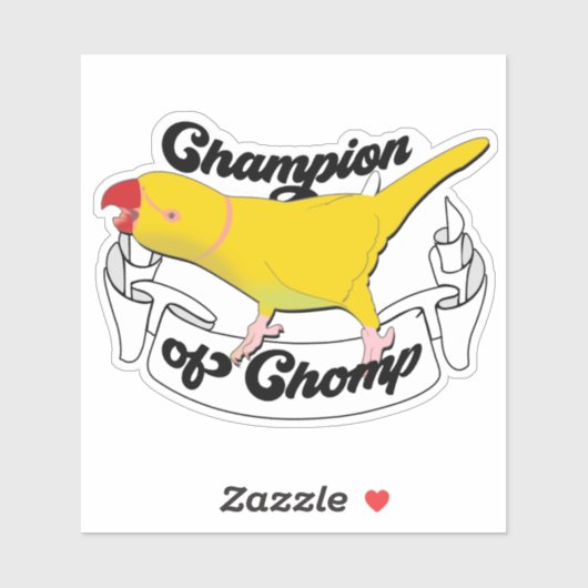 Indische ringnek Funny Parrot Yellow Chomp Champio Sticker (Vel)