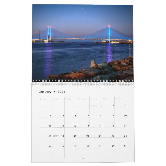 Indische rivierbrug kalender (Jan 2026)