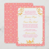 Indische Rococo Floral Pink Gold Weddenschap Kaart (Voorkant / Achterkant)