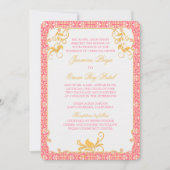 Indische Rococo Floral Pink Gold Weddenschap Kaart (Voorkant)