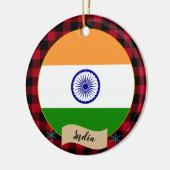 Indische, rode buffelvlek en Indische vlag Keramisch Ornament (Links)
