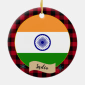 Indische, rode buffelvlek en Indische vlag Keramisch Ornament (Achterkant)