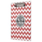 Indische Rode Chevron Floral Gray Monogram Klembord (Links)