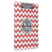 Indische Rode Chevron Floral Gray Monogram Klembord (Rechts)