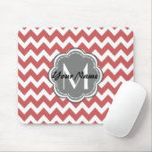 Indische Rode Chevron Floral Gray Monogram Muismat (Met muis)