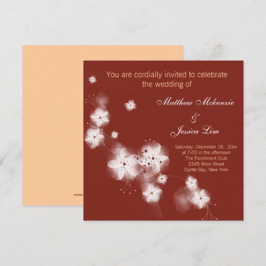 Indische rode kersenbloesem bruiloft kaart (Voorkant / Achterkant)