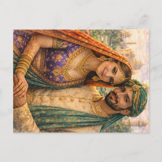 Indische Romantik Lila-Gold Briefkaart (Voorkant)