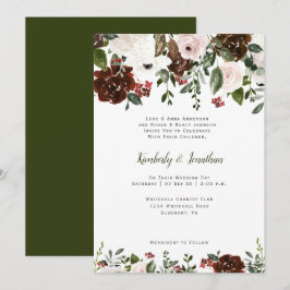 Indische Rood Witte Bosgroene Bloemige Botanicals Kaart