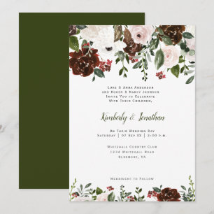 Indische Rood Witte Bosgroene Bloemige Botanicals Kaart