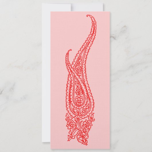 Indische roze en rode paisley bruiloft kaart (Achterkant)