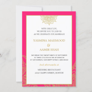 Indische Roze Gold Chic Wedding Kaart
