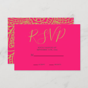 Indische Roze Gold Colour Modern Weddenschap RSVP Informatiekaartje