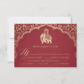 Indische RSVP-kaart voor bruiloft, wit en goud Kaart (Voorkant)