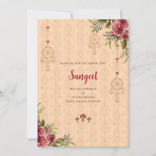 Indische Sangeet uitnodiging & Indische trouwkaart