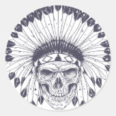 Indische schedel ronde sticker (Voorkant)