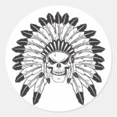 Indische schedelhoofd ronde sticker (Voorkant)