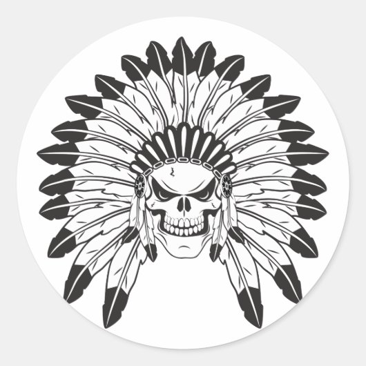 Indische schedelhoofd ronde sticker (Voorkant)