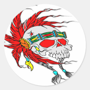 Indische schedelTattoo Ronde Sticker