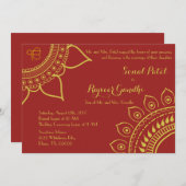 Indische SIkh Ik Onkar Wedding Invite Mehndi Sange Kaart (Voorkant / Achterkant)