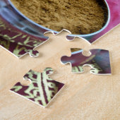 Indische Spice Pots op Roze en Gold Sari Legpuzzel (Zijkant)