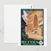 Indische staatsspoorwegen Muttra Krishna Temple Briefkaart (Voorkant / Achterkant)