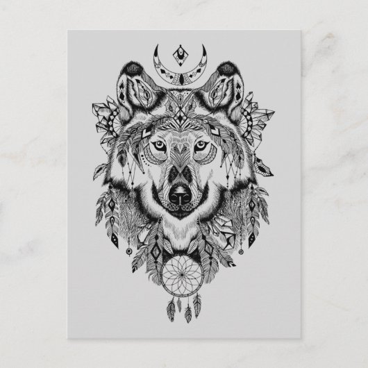 Indische stam Wolf Briefkaart (Voorkant)