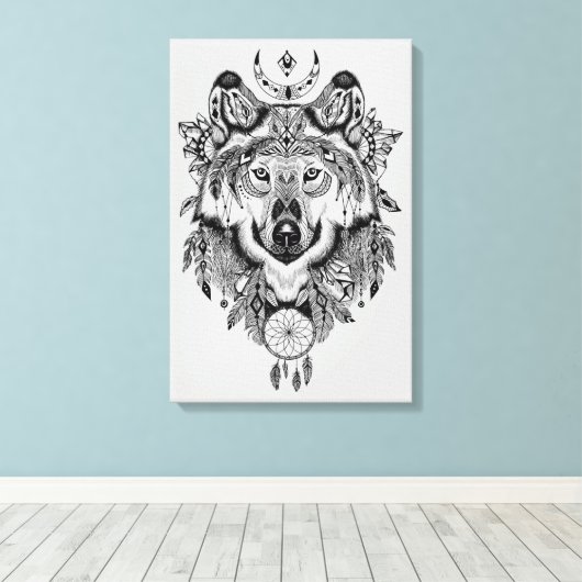 Indische stam Wolf Canvas Afdruk (Insitu (Houten vloer))