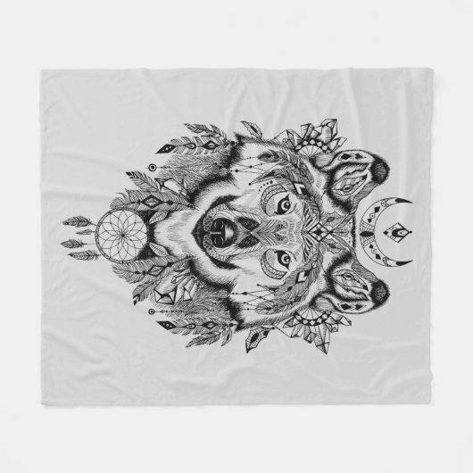 Indische stam Wolf Fleece Deken (Voorkant (Horizontaal))