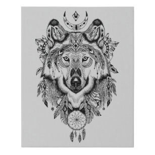 Indische stam Wolf Imitatie Canvas Print