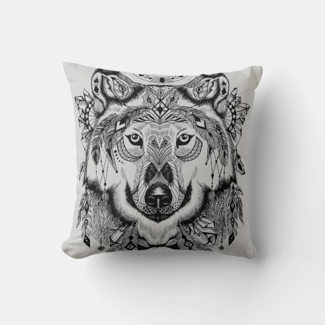 Indische stam Wolf Kussen (Voorkant)