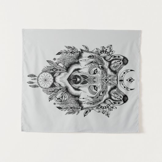 Indische stam Wolf Wandkleed (Voorkant (horizontaal))
