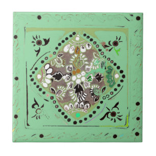 Indische Stijl Groene Floral Tile Tegeltje