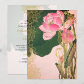 Indische stijl Weddenschap Water Lilley Pink Gold Kaart (Voorkant / Achterkant)
