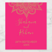 Indische stijlroze gouden kleuren met een moderne wijn etiket (Enkel label)