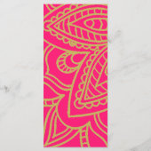 Indische stijlroze goudkleurige kleurenkleuren menu (Achterkant)