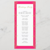 Indische stijlroze goudpatroonweddenschap programmakaart (Achterkant)