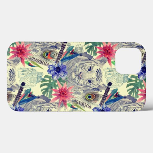  Indische stijltijgerpatroon Case-Mate iPhone Case (Achterkant (horizontaal))