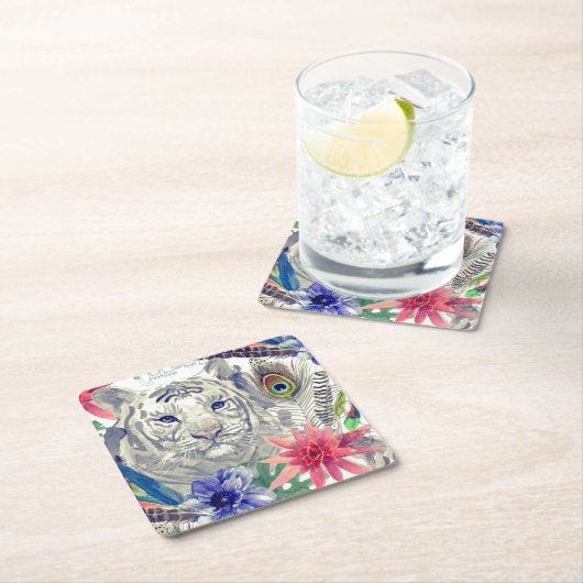 Indische stijltijgerpatroon Kartonnen Onderzetters (Insitu)