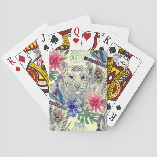 Indische stijltijgerpatroon Pokerkaarten (Achterkant)