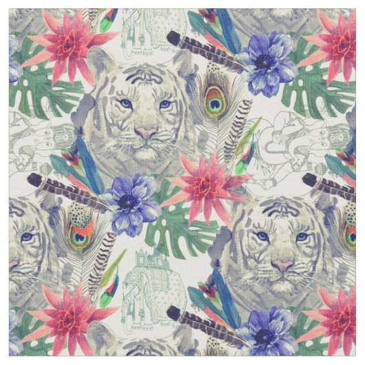  Indische stijltijgerpatroon Stof (Close Up)