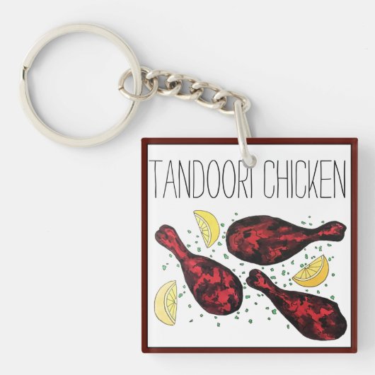 Indische Tandoori Chicken Food Illustration Art Sleutelhanger (Voorkant)