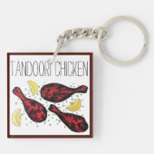 Indische Tandoori Chicken Food Illustration Art Sleutelhanger (Achterkant)