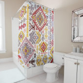 Indische tapijtschelp-sierpatroon. Etnische Mandal Douchegordijn (In situ)