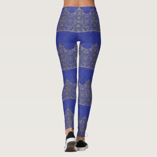 Indische tempelblauwe leggings-yoga leggings (Achterkant)