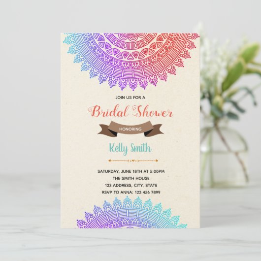 Indische themauitnodiging voor het patroon kaart (Staand voorkant)