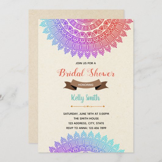 Indische themauitnodiging voor het patroon kaart (Voorkant / Achterkant)